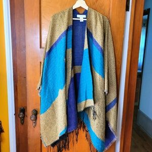 Adrienne Vittadini Boho Fringed Poncho
